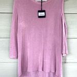 Sistes Italy Dusty Rose Metallic Detail Asymmetric Tunic Blouse Shirt Medium NEW Pink Photo 0