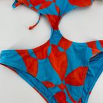 Fabletics NWT Blue Orange Floral Geo Cutout One-Piece Swimsuit Size Medium Photo 3