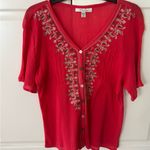 JM Collection  Blouse pheasant embroidery. Button up front. Size 8‎ Photo 0