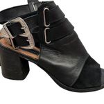 Topshop Block Buckle Strapped Peep Toe Heels Bootie’s, Black Leather Sz 37, 6.5 Photo 5