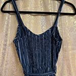 Hollister  Navy Blue Striped Cropped Wide Leg Tie Soft Jumpsuit Small Photo 6