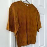 Chloé Chloe Golden Yellow Wool Silk Blend Cable Knit Relaxed Short Sleeve Sweater XS Photo 8