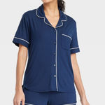 Stars Above Cloud Knit Modal Short Sleeve Notch Collar Top and Shorts Pajama Set Photo 0