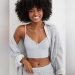 Aerie Gray Superchill Seamless Lace Trim Corset Tank Top Bralette - size XL Photo 3