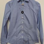 American Airlines Women Uniform Shirt Button Front Long Sleeve Blue Check Sz 0 Photo 0