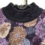 Leslie Fay Vintage  floral knit mock neck ribbed waist 3/4 sleeve‎ blouse s/m Photo 4