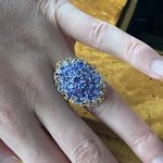 Natural Tanzanite Sterling Silver Cocktail Ring Size 6 Purple Photo 3