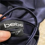 Bebe  satin effect spaghetti strap cowl neck midi  dress in navy Photo 8