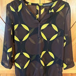 Outback Red  Sheer Geometric Pattern 3/4 Sleeve Blouse Sz XS (3977) Photo 0