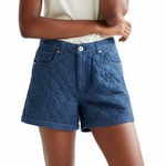 Nasty Gal  Collection Quilted Denim Shorts Dark Blue High Waisted Women's Size 8 Photo 0