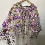 Anthropologie Self Contrast Floral Duster Embroidered Purple Mesh One Size Photo 6