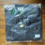 Rhinestone Embellished Frayed Denim Jacket in Black Stoned Washed Size L Photo 3