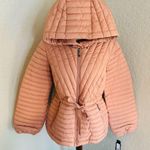 BCBGeneration Diagonal Seam Puffer Hooded Jacket Coral Pink Size Medium (8), NWT Photo 6