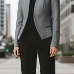 Ann Taylor  Womens Blazer Jacket Size 8 Gray Tweed Work Office Career Long Sleeve Photo 0