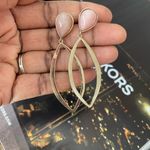 Tear Drop Oval Earrings With Heart Shaped Pink Stone Photo 2