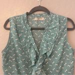 ⭐️Romy light teal blue sleeveless blouse with dandelion print and ruffles medium Photo 2