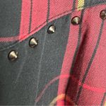 Belle Vere Sz M Plaid Frayed High Low Button Up Top Studded Waist Red Black Photo 4