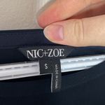 Nic+Zoe navy satin tipped relaxed cut short sleeve blouse size S Photo 6