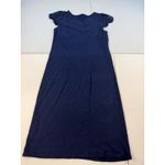 Talbots  XS Navy Blue Cotton Knit Dress Eyelet Embroidered Cap Sleeve Casual Photo 1