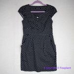 Vintage black and white‎ polka dot cap sleeve diamond neckline dress, size XXS Photo 1
