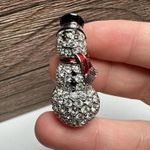 Swavorski Swarovski Crystal Snowman Brooch Pin Clear Pave Crystals Red & Black Enamel Photo 5