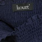 Kourt Navy Blue Square Neck Smocked Cotton Poplin Tiered Midi Dress size Small Photo 4