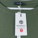 Merokeety  Fashion Green Long Sleeve Dress With Pockets  Size Small Photo 3