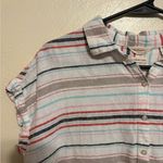 Weatherproof  Striped Button-Down Shirt - Red, Blue, Gray Photo 4