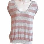 Splendid 🆕  striped short sleeve knit scoop neck pullover sweater top gray xs Photo 0