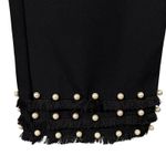 ZARA Women Pearl Fringe Hem Black Ankle Pants Size M Chic Embellished Trousers Photo 3