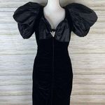 Vintage Black Velvet Puff Sleeve Old Money Style Cocktail Dress Photo 1