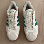 Adidas  Cream and Green Sneakers with Brown Sole Photo 1