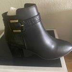 Karen Scott NEW  Faux Black Leather Booties Ankle Boots Size 7W 7 Wide Block Heel Photo 1