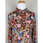 Stine Goya Top Womens Small Brown Pink Floral Ruffle Neck Manilla Revolve Retro Photo 3