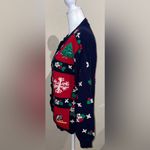 The Eagle's Eye Vintage 1992 Women’s Size S Holly Navy/Red Christmas Sweater Blue Photo 7