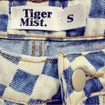 Tiger Mist Wide Leg High Waist Blue White Checkered 4 Pocket Denim Jeans Small Photo 8