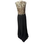 Tadashi Shoji Amel Evening Gown Black & Gold Embroidered Mesh Illusion Size 10 Photo 3