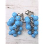 Vintage Clip On Earrings Bright Blue Balls Dangle Large Statement Photo 1
