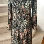 Dress Forum Black Ditsy Floral Milkmaid Blouson Midi Dress Boho Whimsygoth Photo 0