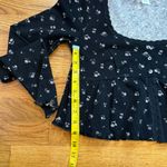 Kirious  LA Women’s Large Black Floral Ruffle Thermal Knit Long Sleeve Crop Top Photo 2