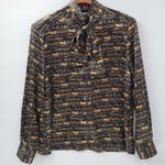 Evan Picone Vintage Evan-Picone Horse Print Tie Neck Blouse Size 16 Shoulder Pads Button Up Photo 5