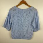 Evereve  Womens Evelyn‎ Cotton Eyelet Top in Light Blue Sz S Spring Pastel Casual Photo 6