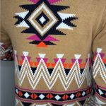 Chaser Tan and Pink Cardigan with Geometric Patterns Photo 8