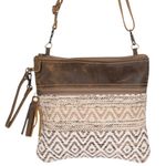 Myra NWT Contentment Canvas Leather Rug 10 x 12 Crossbody Shoulder Bag Tan Photo 0