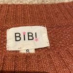 BiBi Knit Texture Contrast Crochet Stripe Brick Sweater Leopard Cuff S Red Photo 4