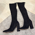 Amazon Black Knee High Over the Knee Black Heel Boots Size 7 Photo 0