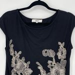 Likely Revolve  Black Embroidered Cap Sleeve Boat Neck Boho Mini Dress Size 2 Photo 2