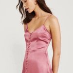 Abercrombie & Fitch PETITE mini pink satin slip dress with adjustable straps. Photo 1