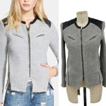 IRO  Ceylona Blazer Jacket Leather Trimmed Gray Size 38 US‎ 6 Photo 1