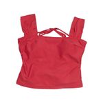 Janela Bay Thick Strap Tankini Top Swim Swimwear Bikini Short Sleeve Neon Melon Pink Size M Photo 2